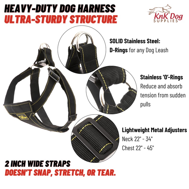 KNK, Heavy Duty Dog Harness for Pitbulls, Bullies & Large Breeds â€“ No Pull, Ultra Durable, Soft Padded Chest, Metal Leash Attachment - Image 3